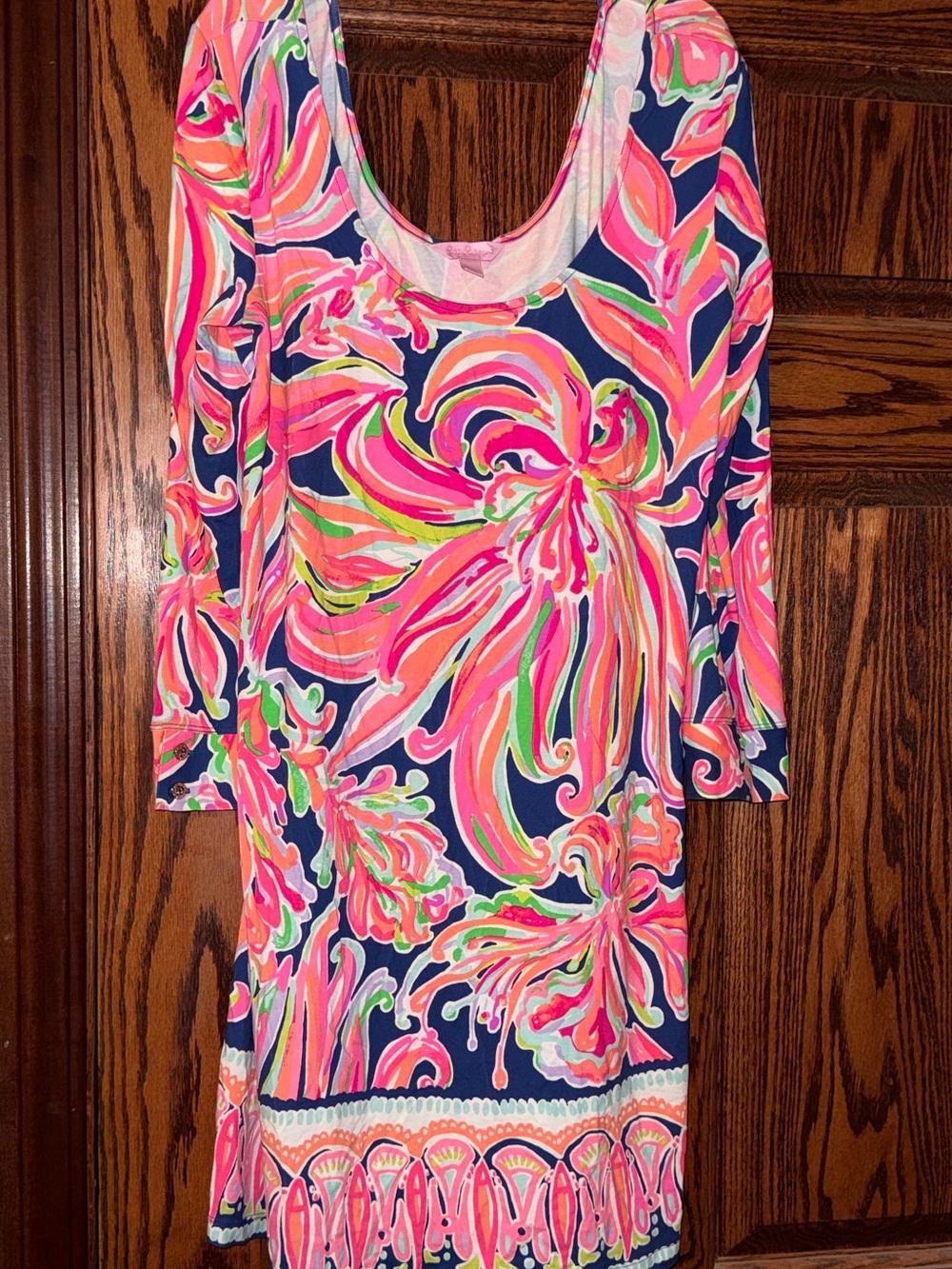 Lilly Pulitzer Banana Flambé print long sleeve dress sz LG